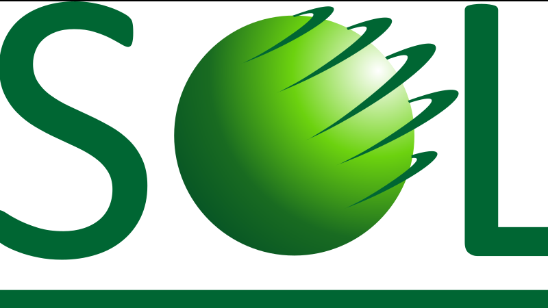 logo do sistema SOL com a palavra sol escrita em verde.