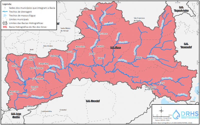 Mapa da Bacia Hidrográfica do Rio dos Sinos