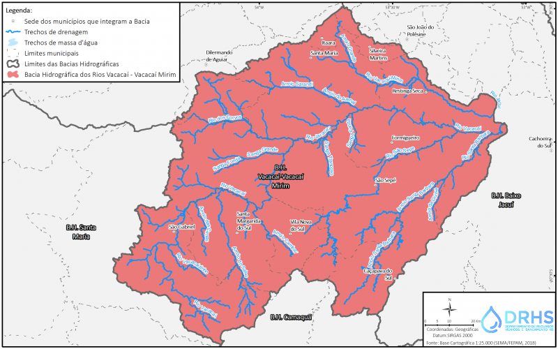 Mapa da Bacia Hidrográfica dos Rios Vacacaí – Vacacaí Mirim