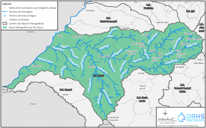 Mapa da Bacia Hidrográfica do Rio Ibicuí