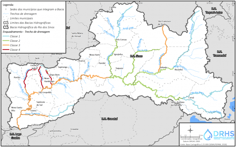 Mapa do Enquadramento da Bacia Hidrográfica do Rio dos Sinos