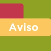 Arte nas cores verde, vermelho e amarelo com a escrita : Aviso