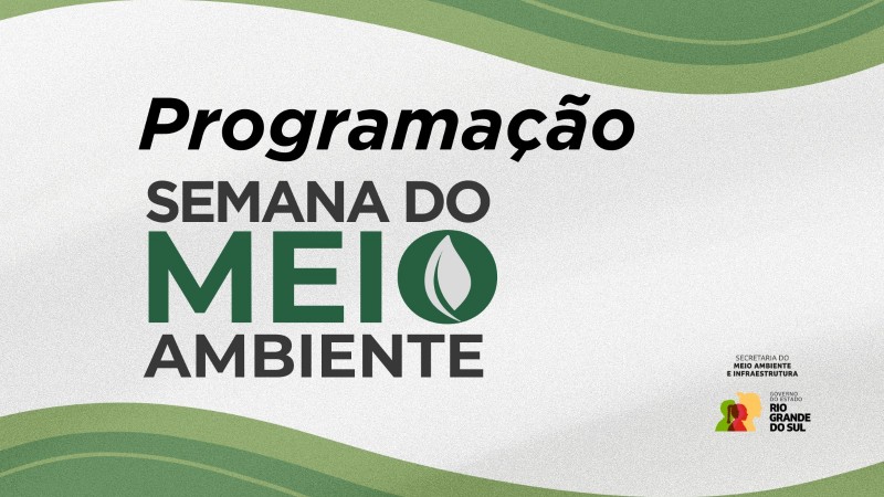 Ilustração em tons de verde e com texto: Programação Semana do Meio Ambiente