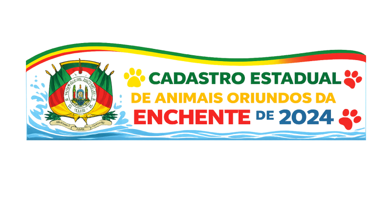 a imagem mostra uma logo do cadastro Estadual de Animais Oriundos da Enchente de 2024